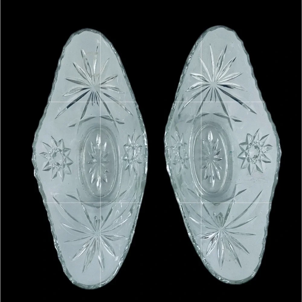 Anchor Hocking Prescot vintage “Star of David” glass Gondola Dishes set of two